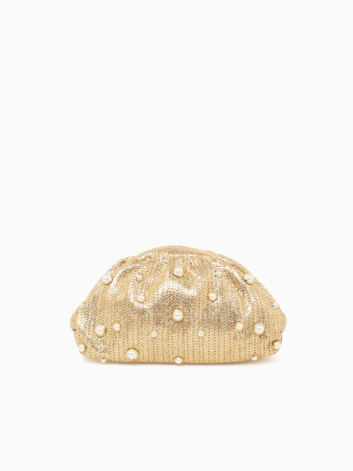 Pearl Kisslock Gold Raffia