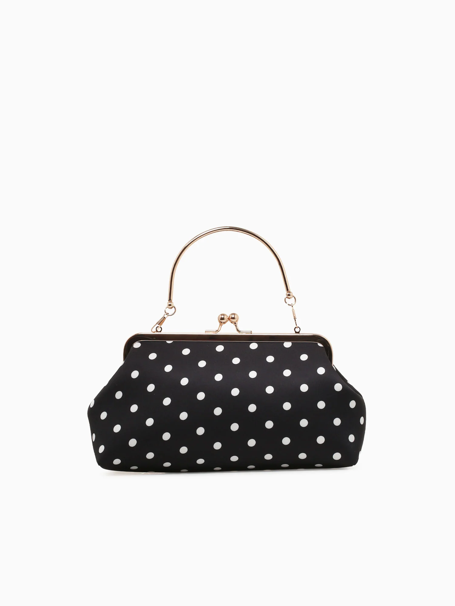 Polka Dot Kisslock Top Handle Black
